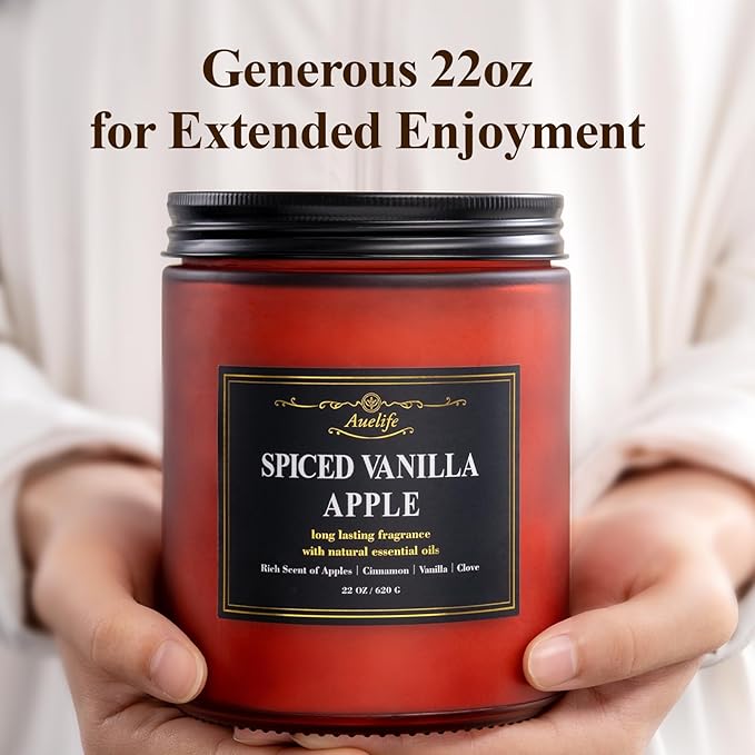 Auelife Scented Candle, Vanilla Pumpkin Candles – 22oz Large 3-Wick Holiday Soy - Image 6