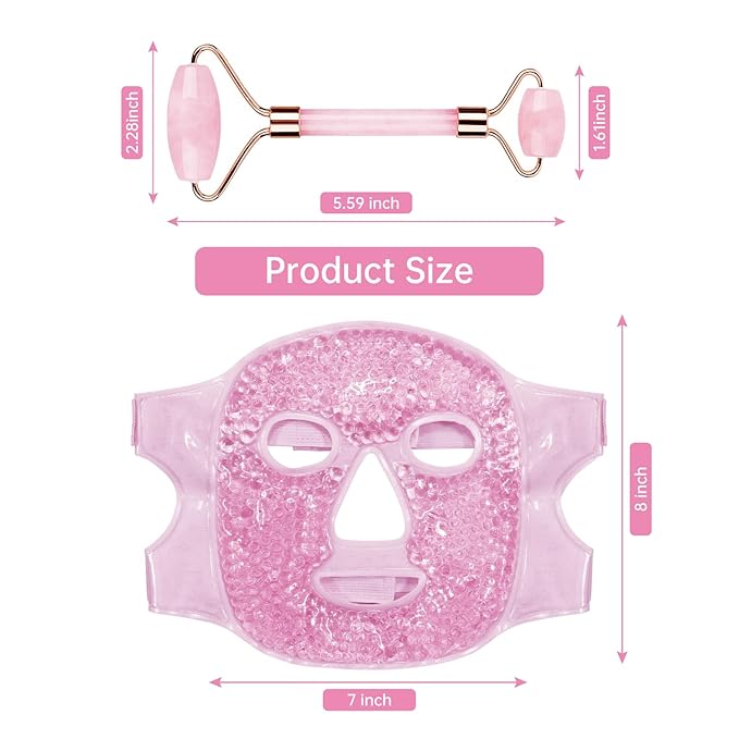 ZNÖCUETÖD Ice Face Facial Jade Roller and Ice Face Mask Cold Cooling Gel Mask - Image 8