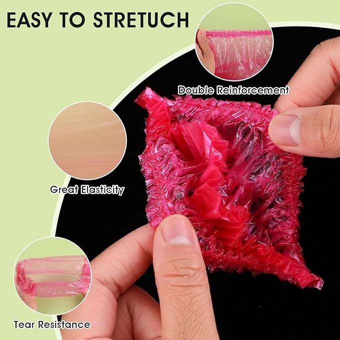 100 Pcs Rose Red Disposable Shower Caps, Shower Caps - Image 4
