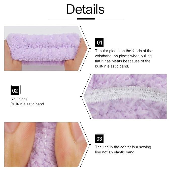 WHAVEL 6PCS Spa Headband and Wristbands Set, Face Wash Headband Wrist Bands - Image 6