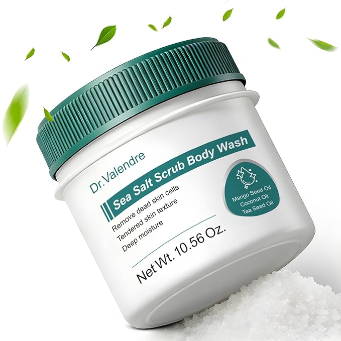 【Sea Salt Exfoliating Body Scrub & Wash】– Removes Dead Skin, Smoothes Rough by DrValendre