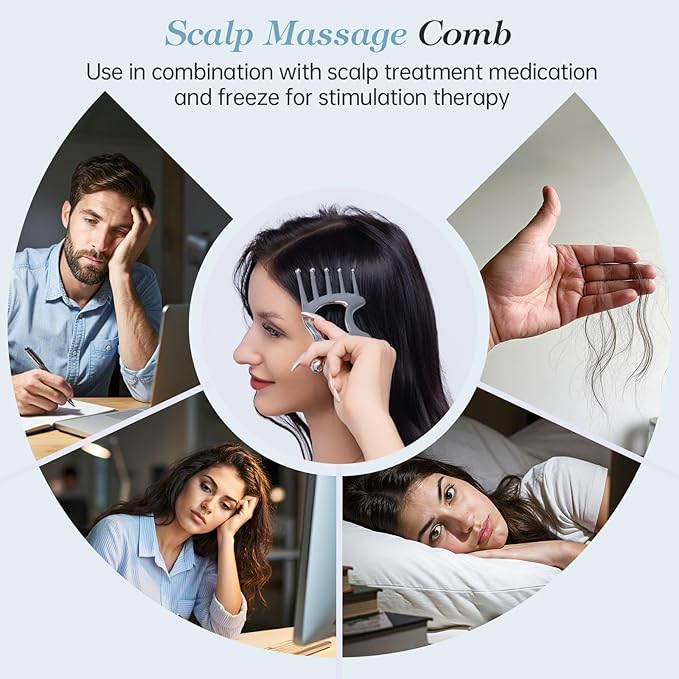 Metal Gua Sha Facial Tools, Portable Scalp Massage Tool, 5 in 1 Massage Comb - Image 4