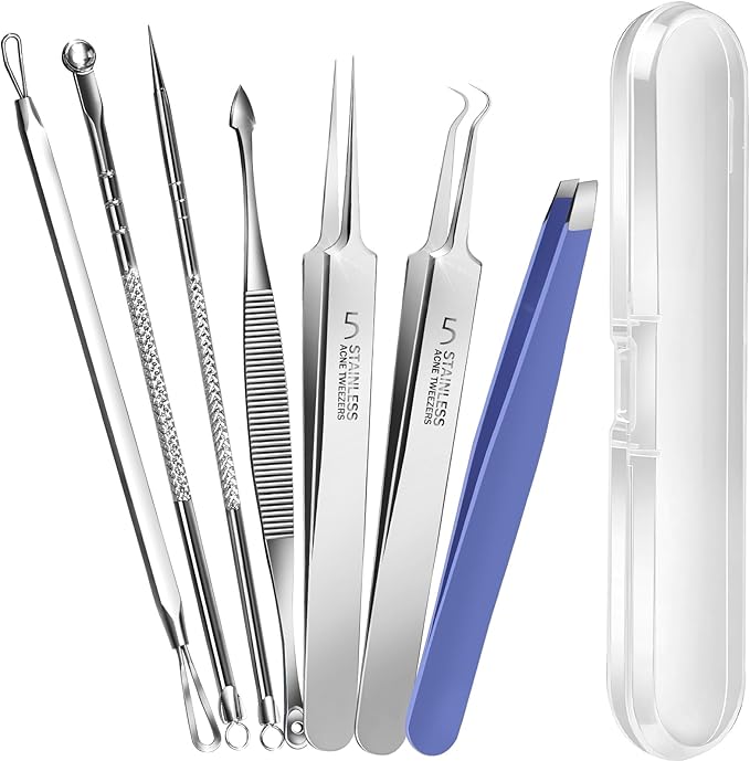 Teenitor 7 Pcs Pimple Popper Tool Kit, Surgical Grade Blackhead Remover Tools by PERFECTYOURBEAUTY