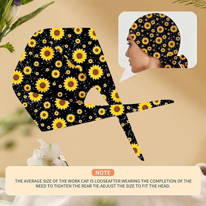 Adjustable Scrub Cap with Buttons & Sweatband, Working Hat with Elastic Tie Back - Image 5