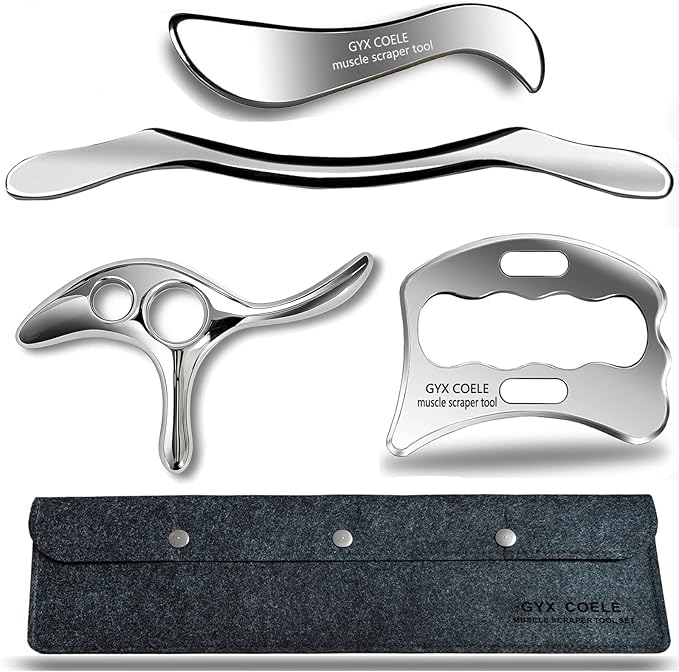 4 in 1 Muscle Scraper Tool Set, Stainless Steel IASTM Scraping Tools by GYXCOELEIASTMTOOL
