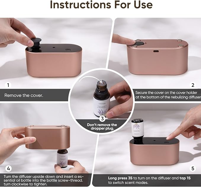 Lecdura Waterless Diffuser for Essential Oil, Battery Operated Scent Air - Image 7