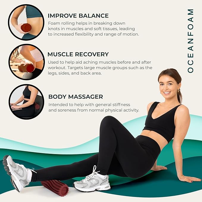 Oceanfoam Ripple Travel Foam Roller Firm Mini Foam Roller - Image 6