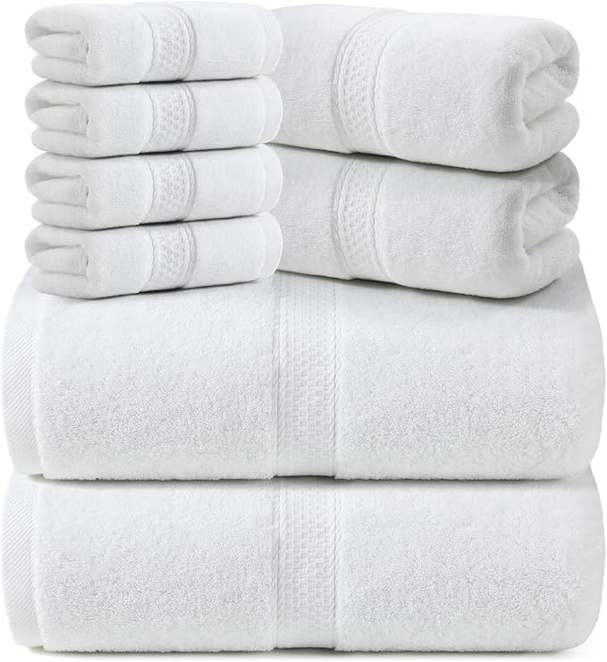 REDKISS Towels 8 Piece Luxury Bath Towel Set, 2 Bath Sheets, 2 Hand Towels by REDKISSOnline