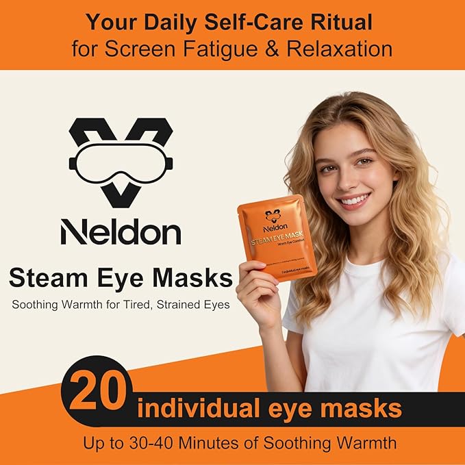 Neldon 20 Pack Steam Eye Mask Disposable, Self Heating Heated Warm Compress - Image 2