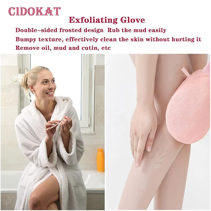 Exfoliating Mitt For Body Scrub Exfoliator Glove Revive Glow Keesa Exfoliating - Image 3