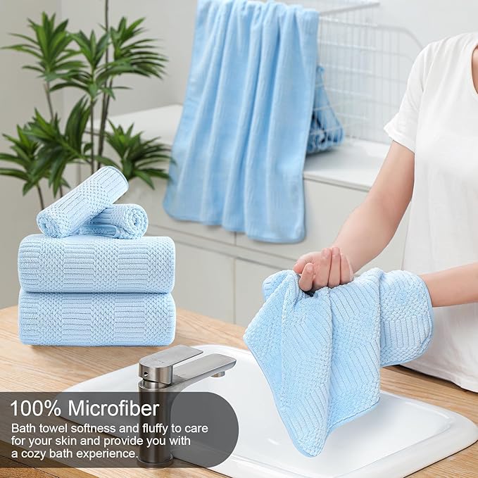 8 Piece Bath Towel Set-2 Oversized Bath Sheets, 2 Hand Towels, 4 - Image 3
