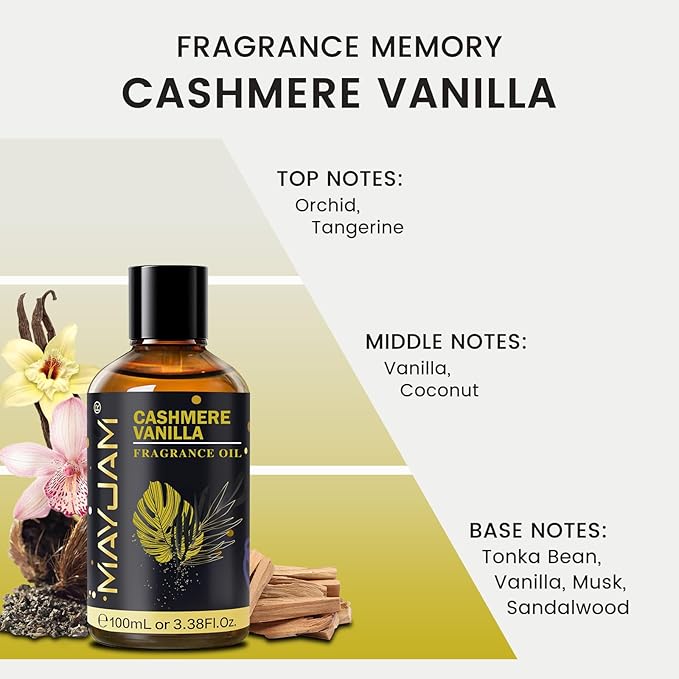 Cashmere Vanilla Fragrance Oil Essential Oil, MAYJAM 3.38FL.OZ Cashmere Vanilla - Image 4