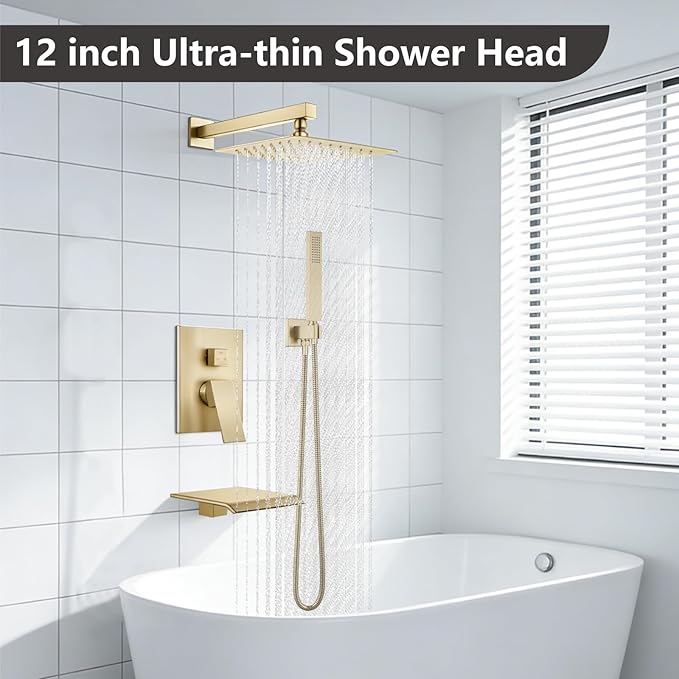 Midanya Shower System with Tub Spout, Bathtub Shower Faucet Set with Square - Image 3