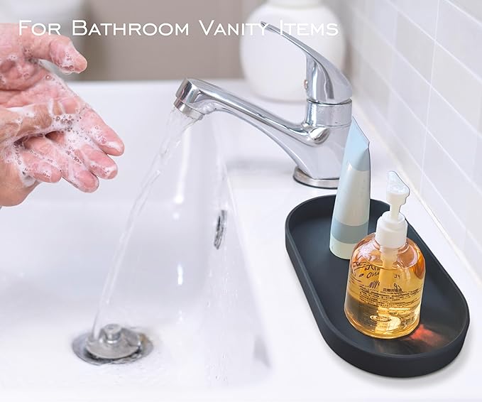 Black Small Tray, Oval Tray for Kitchen Counter, Bathtub Bathroom Vanity Items - Image 7