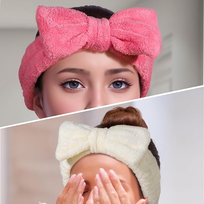 Teenitor 5 Pack Spa Headband for Washing Face, Girls Makeup Headband, Bow Tie - Image 5