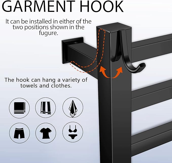 XBVV Black Towel Warmer Rack for Bathroom - Image 4