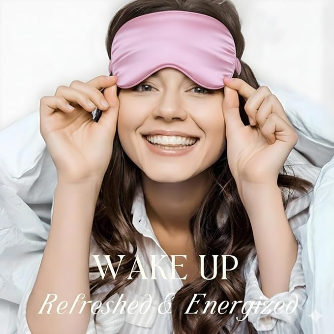 Silk Satin Sleeping Eye Mask, Light Purple Sleep Eye Mask Night Blindfold - Image 5