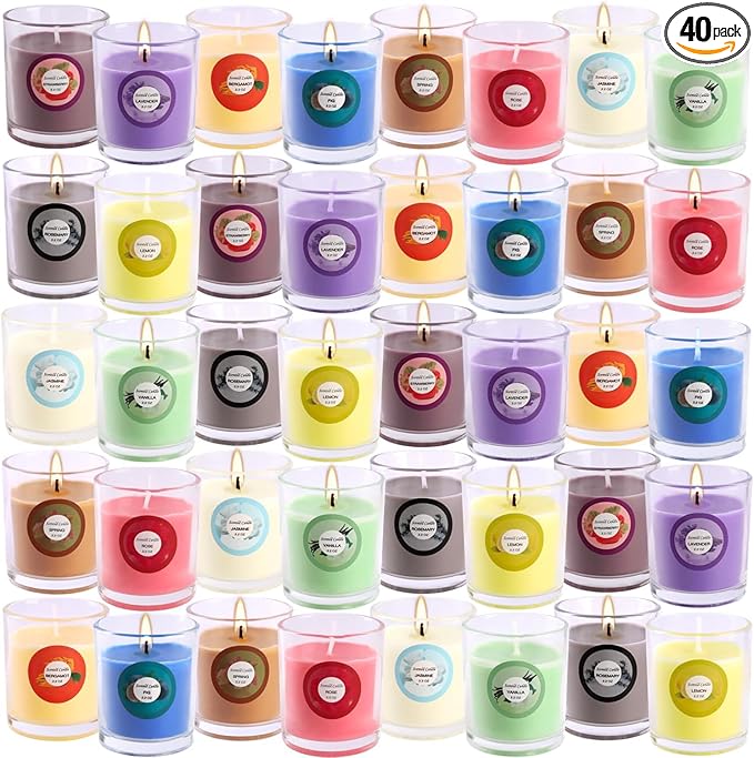 WPONSZU 40pack Scented Candles Gift, Natural Soy Wax Jar Candles, Small by WPONSZU