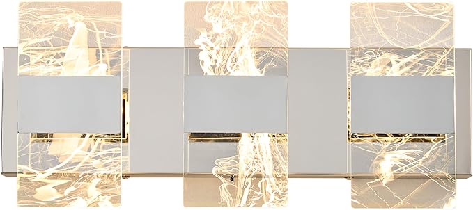 Modern LED Bathroom Light Fixtures Dimmable 3-Light Chrome Vanity Light - Image 9