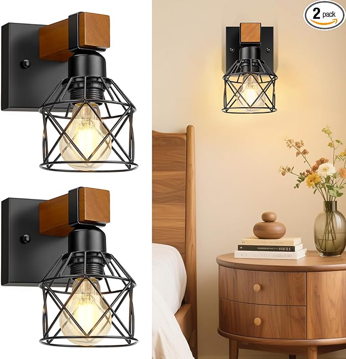 Wall Sconces Set of Two, Farmhouse 1-Light Matte Black Vanity Lights by Unknown