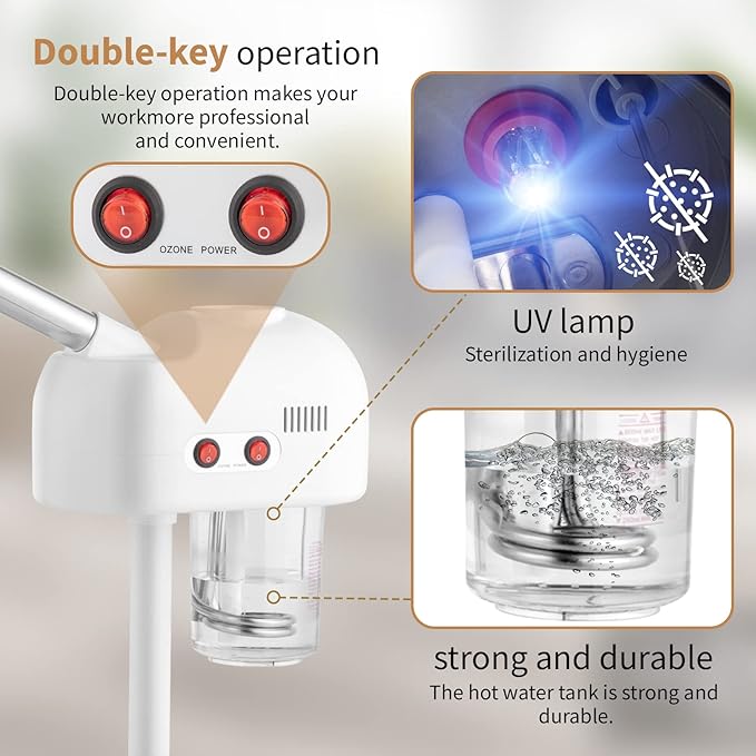 2 in 1 Facial Steamer with 3X Magnification Light, Deep Cleaning - Image 8