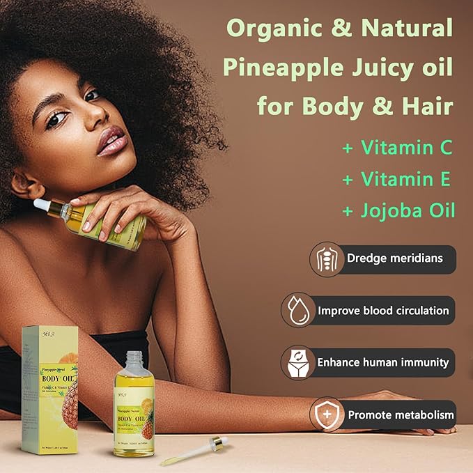 MR.A 2 Pack Pineapple Juice Scented Body Oil, Vitamin E Hydrating Body Oil - Image 4