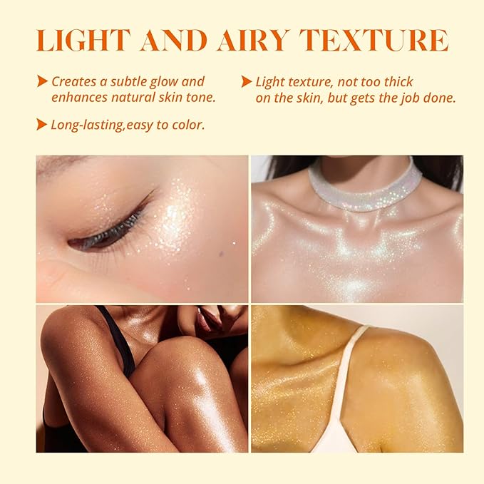 Liyalan Shimmer Body Oil Bronze Gold 1.0 fl.oz Face Glow Pearl Highlighter - Image 3