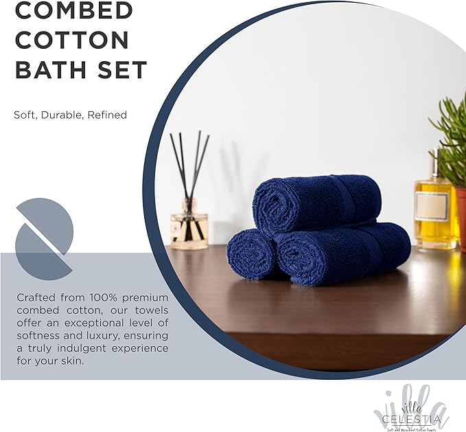 100% Combed Cotton Bathroom Towel Set of 10- 2 Bath Towels, 4 Hand Towels - Image 2