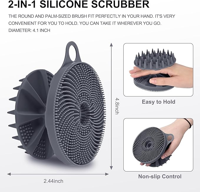 INNERNEED 2-in-1 Silicone Body Scrubber and Scalp Massager Shampoo Brush - Image 2