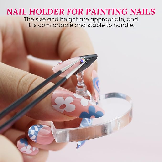 Wooden Stand for Nails Art Display Practice 2 Set, 1 Heart Shaped Acrylic - Image 3