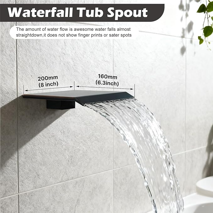 Midanya Shower System with Tub Spout, Bathtub Shower Faucet Set with Square - Image 3
