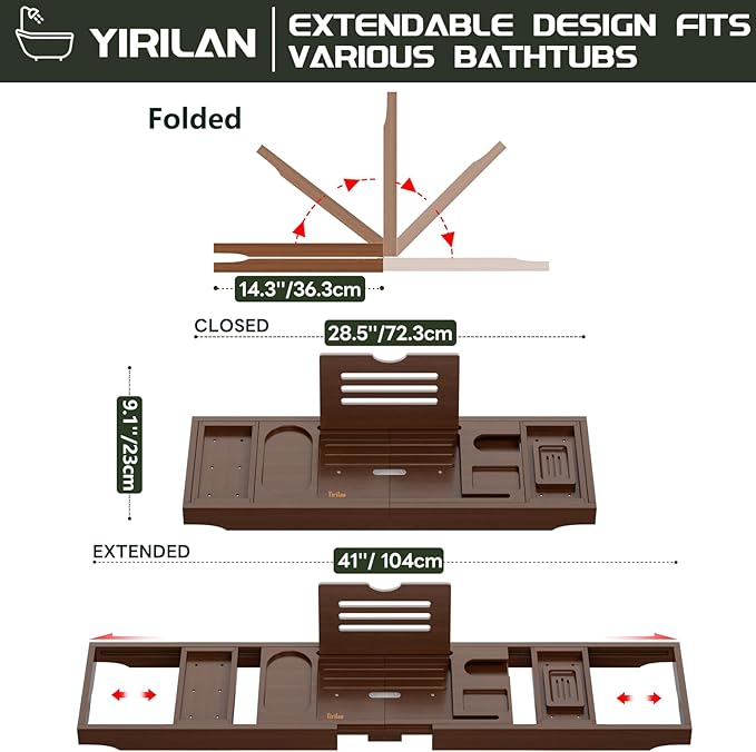 Yirilan Bathtub Trays for Tub, Bath Tray, Foldable Bathtub Caddy - Image 6