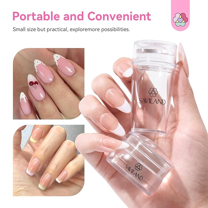 Saviland French Tip Nail Stamp: 4PCS Nail Art Stamper Kit Clear Silicone Nails - Image 7