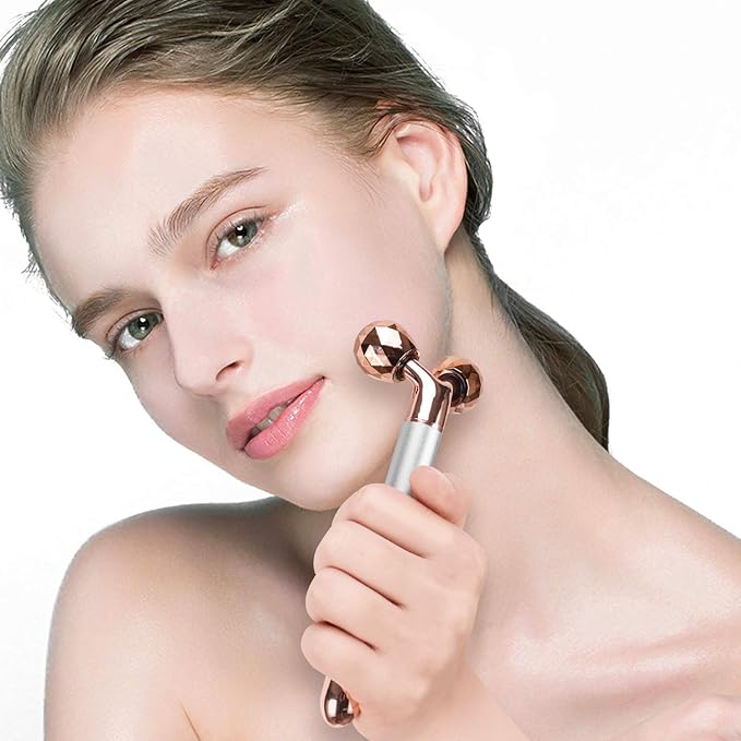 3-IN-1 Electric Jade Roller 3D Roller Facial Roller & Face Massager, Rose Quartz - Image 4