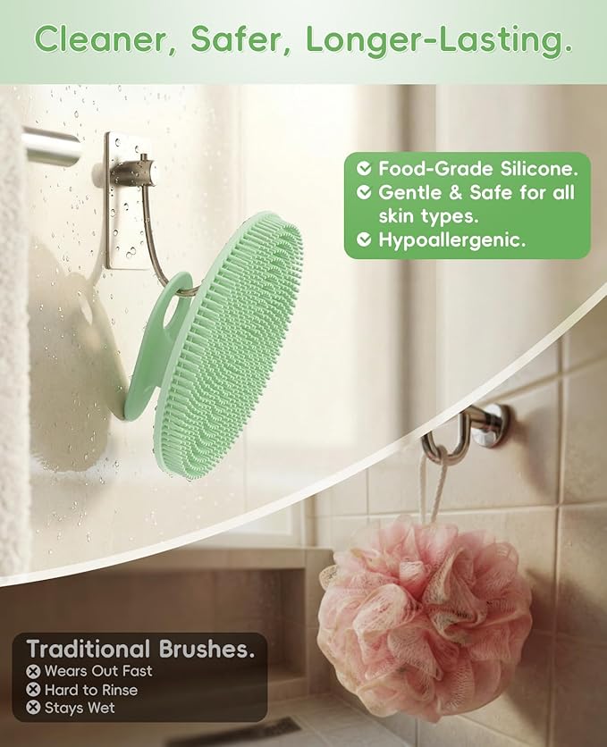 4 Pack Soft Silicone Shower Brush Body Wash Bath Exfoliating Skin Massage - Image 3