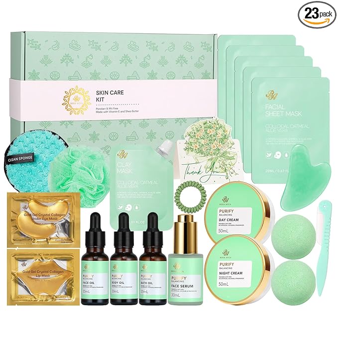 23 Pcs Mother's Day Gifts for Mom, Tea Tree Facial Skin Care Set, Bath and Body by RAROSAACCA