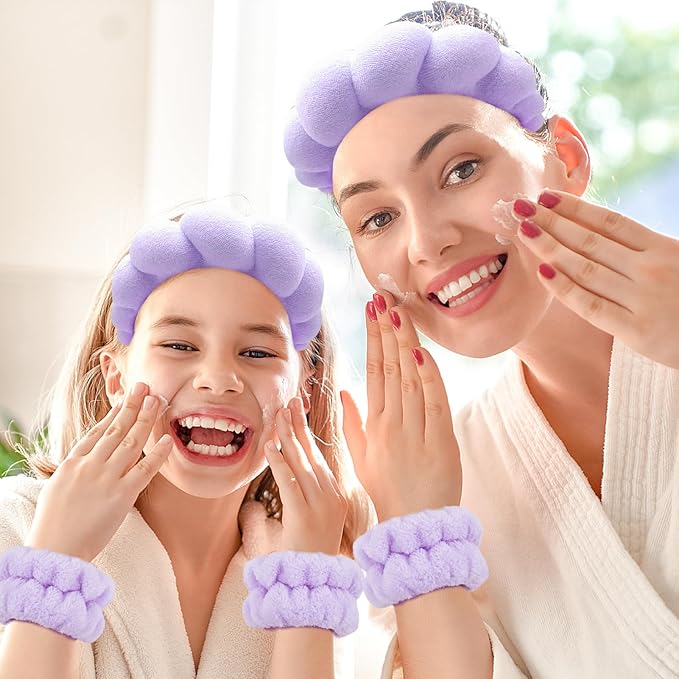 Zkptops Spa Headband for Washing Face Wristband Set Sponge Makeup Skincare - Image 7