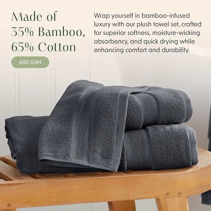 Springtree Home Luxury Viscose from Bamboo Bath Towel Set 6 Piece Set | 35% - Image 5