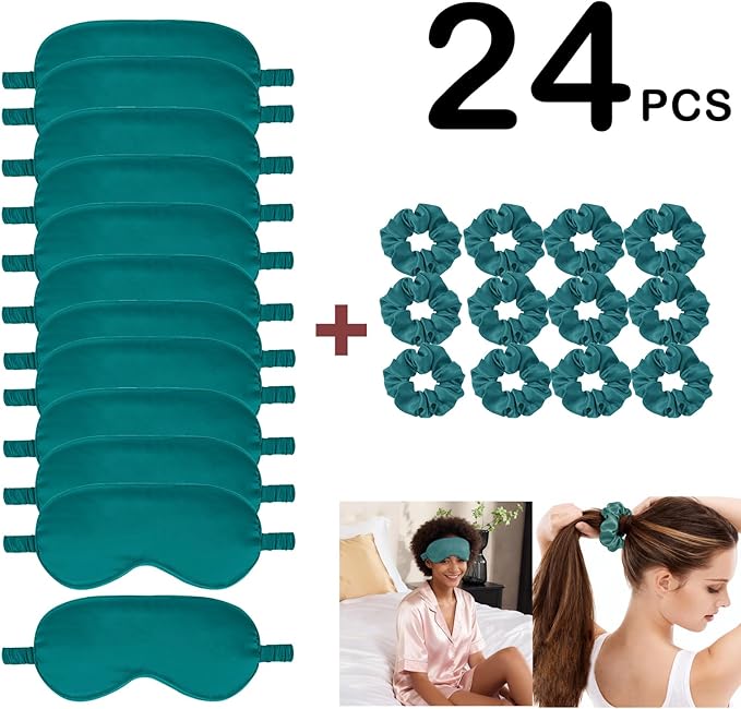 24Pcs Satin Eye Mask Silk Sleep Masks Silky Eyes Cover Blackout Blindfold - Image 2