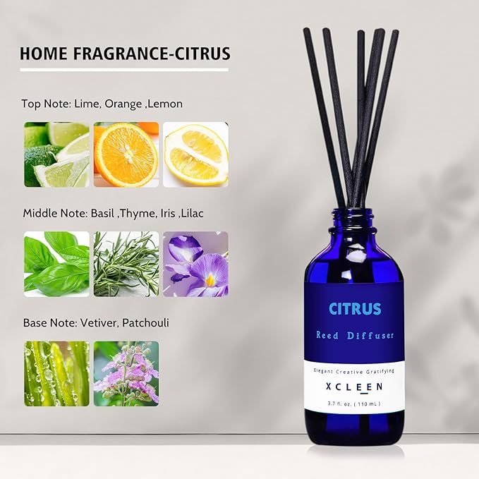Xcleen Citrus Scented Reed Diffuser, Lime & Lemon Oil Reed Diffuser, Real - Image 3