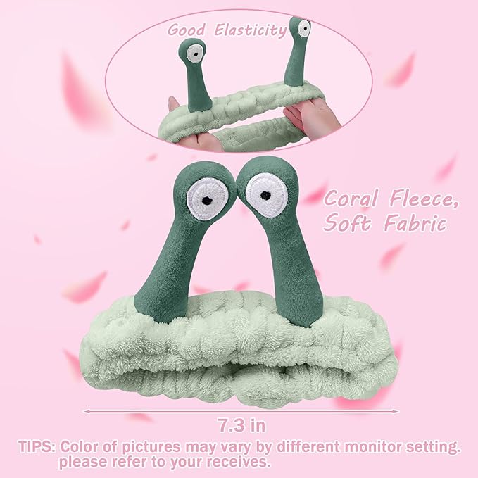 Jowmoy Cute Light green Snail Headband, Wash Face - Image 7