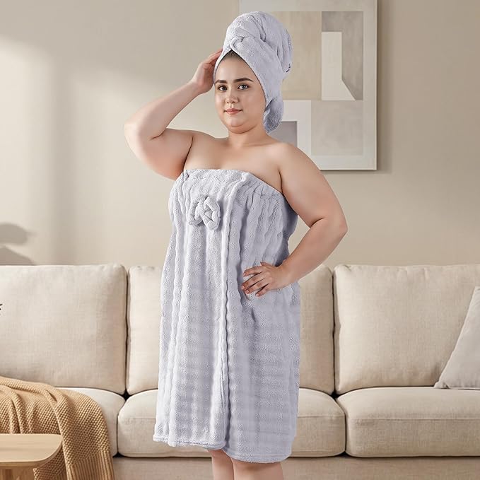 REDKISS Grey Plus Size Towel Wrap - Image 6