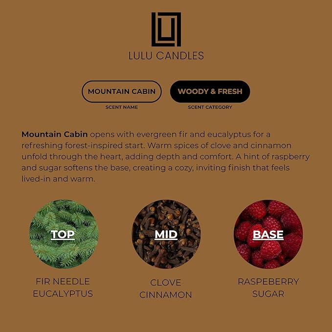 Lulu Candles | Mountain Cabin | Smells Like Outdoors & Pine | Luxury Scented - Image 3