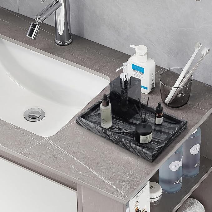Real Natural Marble Tray for Bathroom, Kitchen and Desktop, Rectangle Genuine - Image 5