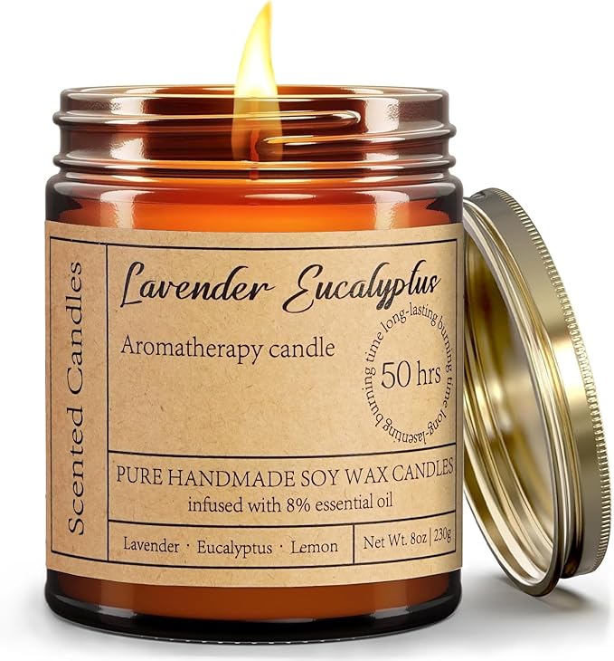 Lavender Eucalyptus Candles for Home Scented - 8oz Aromatherapy Candles for - Image 9