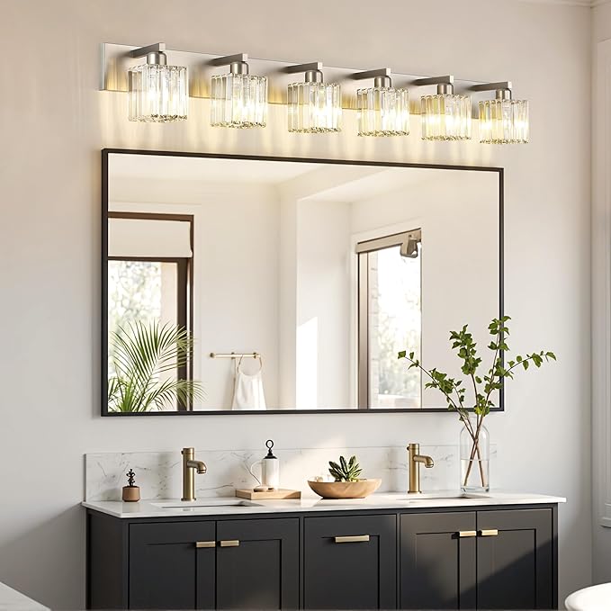Aipsun Brushed Nickel Bathroom Light Fixtures 6 Light Vanity Lighting Fixture - Image 3