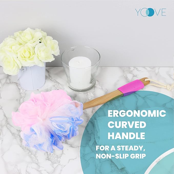 Yoove Loofah Back Scrubber w/Bamboo Charcoal Fiber Infused Bath Sponge - Image 8