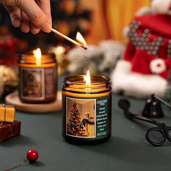 Christmas Candles | Christmas Garland Scented Candle, Holiday Soy Wax Candles - Image 4