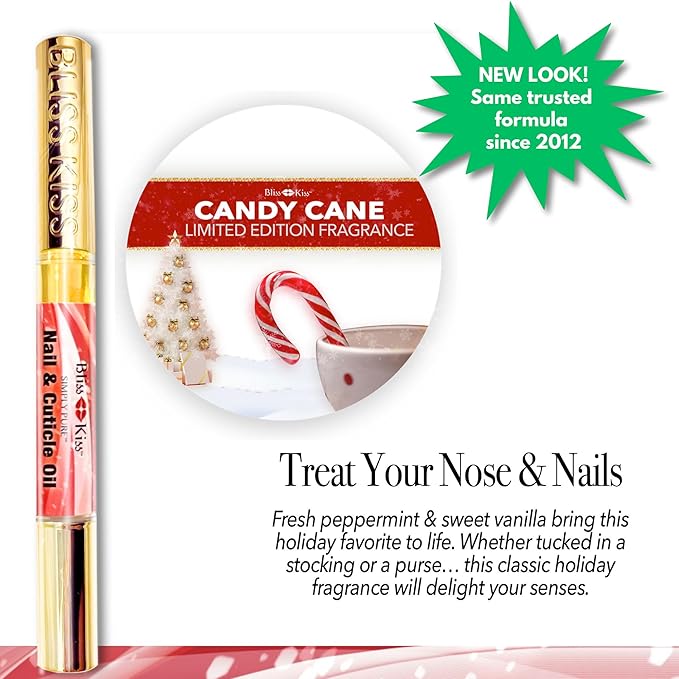 Bliss Kiss | 1 Candy Cane Fragrance | Nail Oil Cuticle Pen w/Vitamin E & - Image 9