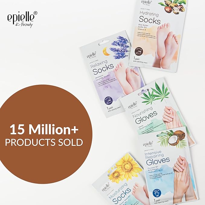 Epielle Hydrating & Moisturizing Hand & Foot Masks, Relieve and Soften Dry - Image 2